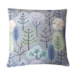 Voyage Lyall Trees Pillow Cover Cornflower Blue Floral Linen Cushion - thumbnail 1