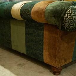 3 Seater Green Velvet Fabric Patchwork Chesterfield Sofa, British Handmade - thumbnail 4