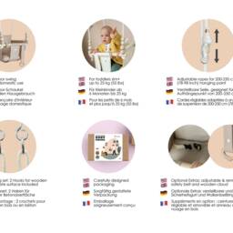 Montessori Baby Swing, Beige Cappuccino Toddler Swing - Shower Gift Birthday - thumbnail 4