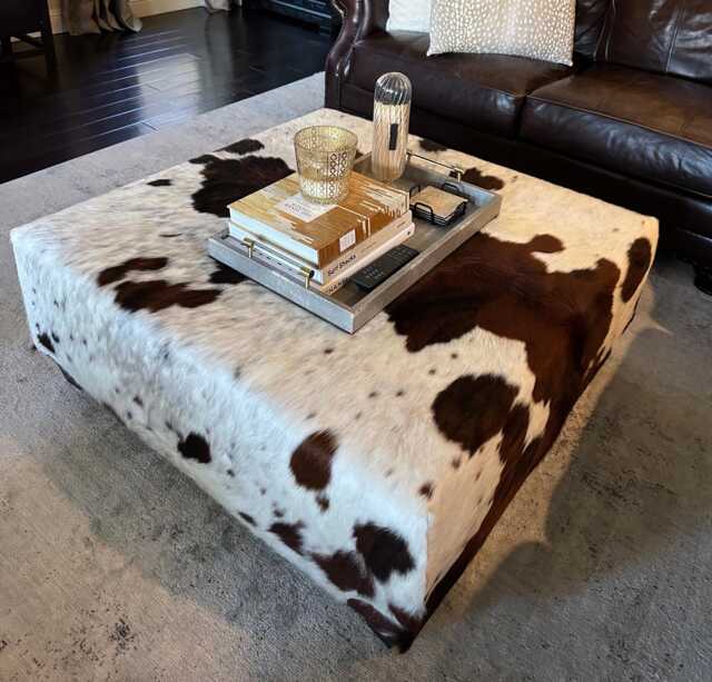 Handcrafted Cowhide Coffee Table, Custom Ottoman - image 1