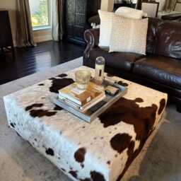 Handcrafted Cowhide Coffee Table, Custom Ottoman - thumbnail 3
