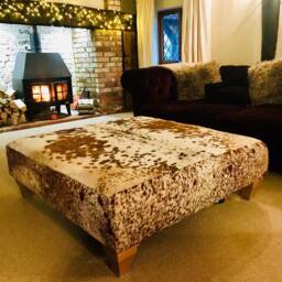 Handcrafted Cowhide Coffee Table, Custom Ottoman - thumbnail 2