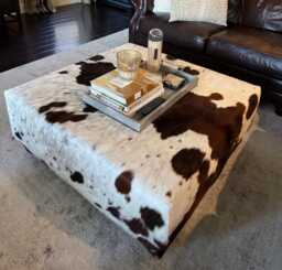 Handcrafted Cowhide Coffee Table, Custom Ottoman - thumbnail 1
