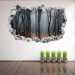 Foggy Forest Trees Autumn Leaves Wall Decal Sticker Mural Poster Print Art Home Office Decor Kp19 - thumbnail 3