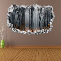 Foggy Forest Trees Autumn Leaves Wall Decal Sticker Mural Poster Print Art Home Office Decor Kp19 - thumbnail 2