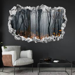 Foggy Forest Trees Autumn Leaves Wall Decal Sticker Mural Poster Print Art Home Office Decor Kp19 - thumbnail 1