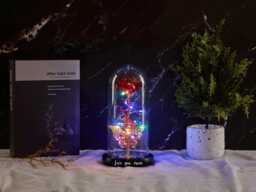 Personalized Galaxy Rose in Glass Dome With Led Light, Preserved Rose, Gift For Mom, Anniversary Gifts, Eternal Love, Mother's Day Gift - thumbnail 1