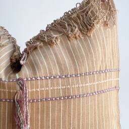 Handwoven Hemp Pillow Cover Vintage Karen Tribal Design - 26x26 - thumbnail 3