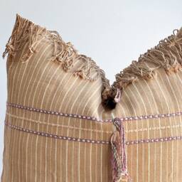 Handwoven Hemp Pillow Cover Vintage Karen Tribal Design - 26x26 - thumbnail 2