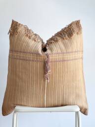 Handwoven Hemp Pillow Cover Vintage Karen Tribal Design - 26x26 - thumbnail 1