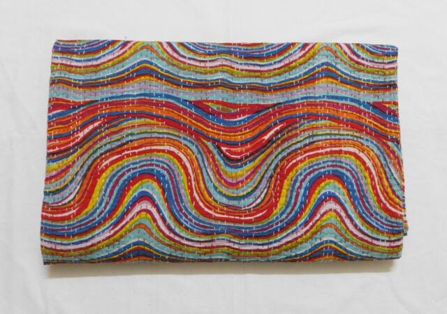 Indian Handmade Kantha Quilt Bedspread Throw Cotton Blanket Gudari Queen Bedcover & Twin - image 1