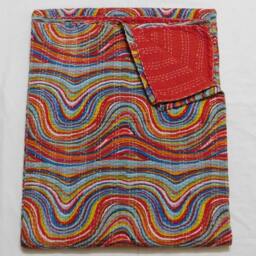 Indian Handmade Kantha Quilt Bedspread Throw Cotton Blanket Gudari Queen Bedcover & Twin - thumbnail 3