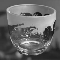 Badger Candleholder Crystal Glass Candle Holder With Badger Frieze Design - Perfect For Ball Or Church Pillar Candle - thumbnail 3