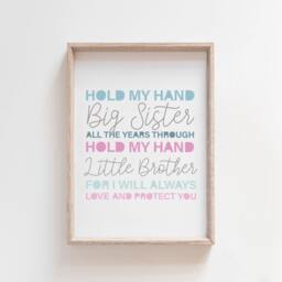 Brother & Sister Print, Sibling Prints, Playroom Big Sis Lil Bro, Wall Art, Siblings Shared Room, Kids Bedroom Decor - thumbnail 1