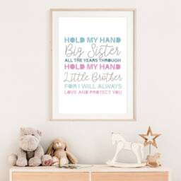 Brother & Sister Print, Sibling Prints, Playroom Big Sis Lil Bro, Wall Art, Siblings Shared Room, Kids Bedroom Decor - thumbnail 2