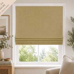 Olive Moss Green Linen Look Roman Blind - Made To Measure Up 300cm Wide - thumbnail 2