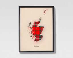 Clan Scott Red Scottish Tartan Map - Of Scotland Family Wall Decor, Ready To Hang - thumbnail 1