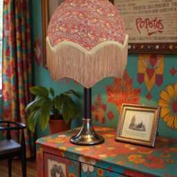 Handcrafted William Morris Strawberry Thief Fabric Dome Lampshade Antique Gold Braid, Bespoke British Handmade - thumbnail 3