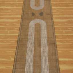 Handmade Cotton Dhurrie Rug 2x9, Brown Beige Boho Hallway Runner - thumbnail 3
