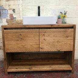 Glasgow - Double Bathroom Vanity Unit Handmade Reclaimed Timber Rustic Sink Cabinet - thumbnail 4