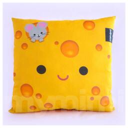Kawaii Cheese Pillow Yellow Cotton Kids Cushion - 12x12 - thumbnail 1