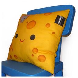 Kawaii Cheese Pillow Yellow Cotton Kids Cushion - 12x12 - thumbnail 2