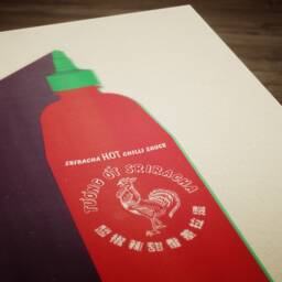 Sriracha Poster Print - Minimalist Wall Art Gifts Chili Sauce Minimal Hot Sauce Themed - thumbnail 3