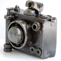 Camera Scrap Metal Sculpture, Handmade Recycled Steel Art, Unique Valentine Gift For Him - thumbnail 3