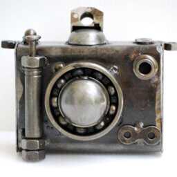 Camera Scrap Metal Sculpture, Handmade Recycled Steel Art, Unique Valentine Gift For Him - thumbnail 2