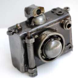 Camera Scrap Metal Sculpture, Handmade Recycled Steel Art, Unique Valentine Gift For Him - thumbnail 4