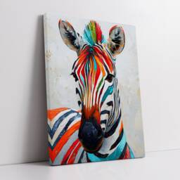 Colorful Zebra Fun Animal Lover Abstract Oil Painting Wall Art Framed Canvas Poster Print Home Kitchen Living Room Decor Gifts - thumbnail 2