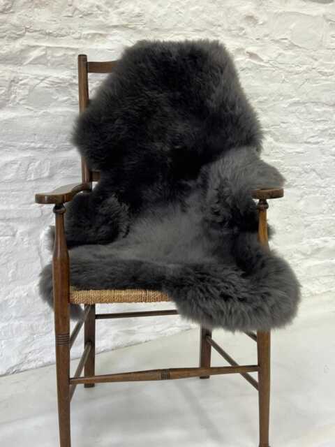 Luxury British Sheepskin Rug - Light/Dark Grey Cozy Long Wool Interior Decor Home Accessory - image 1
