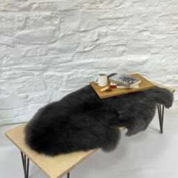 Luxury British Sheepskin Rug - Light/Dark Grey Cozy Long Wool Interior Decor Home Accessory - thumbnail 2