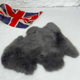 Luxury British Sheepskin Rug - Light/Dark Grey Cozy Long Wool Interior Decor Home Accessory - thumbnail 3