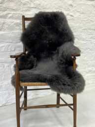 Luxury British Sheepskin Rug - Light/Dark Grey Cozy Long Wool Interior Decor Home Accessory