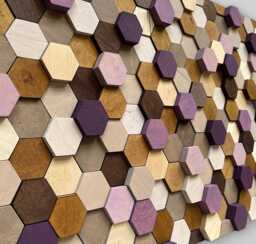 Handmade Honeycomb Wood Wall Art - Hexagon Mosaic Decor - thumbnail 1