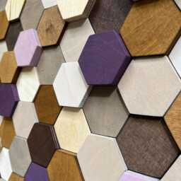 Handmade Honeycomb Wood Wall Art - Hexagon Mosaic Decor - thumbnail 4