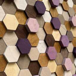 Handmade Honeycomb Wood Wall Art - Hexagon Mosaic Decor - thumbnail 2