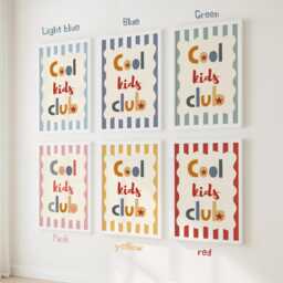 Cool Kids Club Print With Stripey Background, Scalloped Retro Bedroom Playroom - thumbnail 2