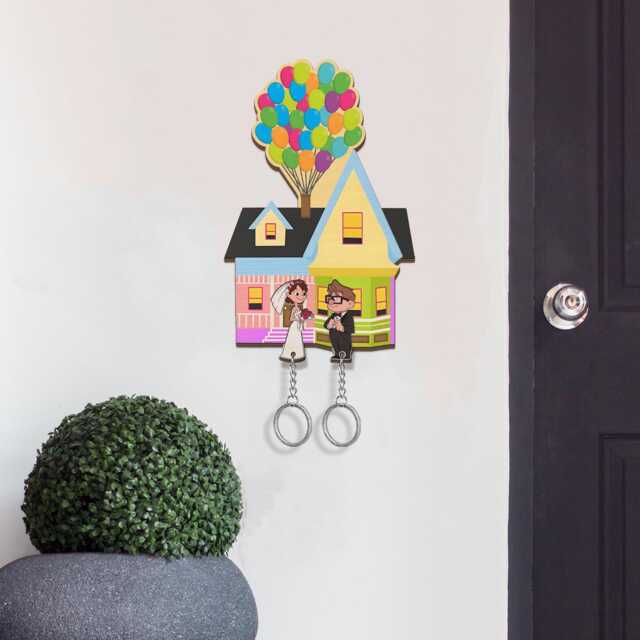 Personalized Carl & Ellie Wedding Keychain, Up Couple Keychain, Up House Key Holder, Balloon House, Perfect Home Decor, Anniversary Gift - image 1