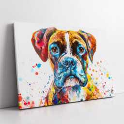 Colorful Boxer Dog Pet Abstract Modern Oil Painting Wall Art, Framed Canvas Poster Print, Home Kitchen Office Room Decor, Gifts - thumbnail 2