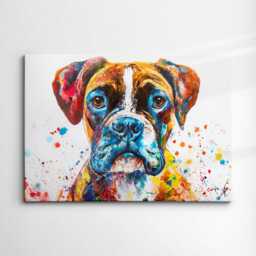 Colorful Boxer Dog Pet Abstract Modern Oil Painting Wall Art, Framed Canvas Poster Print, Home Kitchen Office Room Decor, Gifts - thumbnail 3