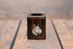Bull Terrier - Wooden Candlestick With Dog, Souvenir, Decoration, Limited Edition, Collection - thumbnail 1