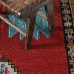 Vintage Moroccan Wool Rug 9x5 Ft Handwoven Red Berber Tribal Carpet - thumbnail 3