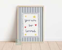 You Are So Loved Nursery Quote Wall Print, Toddler Bedroom, Playroom Prints For Kids, Kids Quotes - thumbnail 1