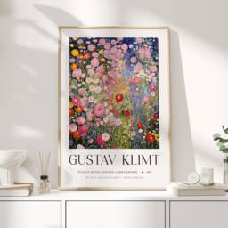Gustav Klimt, Klimt Poster, Museum Exhibition Wallart Print, Poster Tree Of Life, Flowers - thumbnail 1