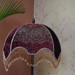 Lampshade Burgundy Fabric Shade/Floor Lampshade/Ceiling Lampshade/Retro Lampshade/Silk Shade/Velvet Lampshade/Vintage - thumbnail 2