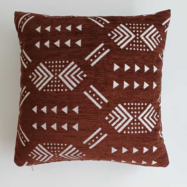 Moroccan Velvet Cushion Cover, Handmade Brocade Brown Pillow Case, Decorative 16''x16''/40x40 cm - image 1