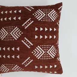 Moroccan Velvet Cushion Cover, Handmade Brocade Brown Pillow Case, Decorative 16''x16''/40x40 cm - thumbnail 2