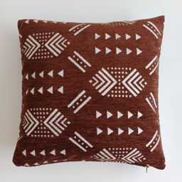 Moroccan Velvet Cushion Cover, Handmade Brocade Brown Pillow Case, Decorative 16''x16''/40x40 cm - thumbnail 4